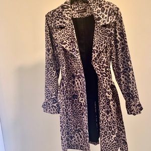 Dana Buchman Leopard double breasted trench